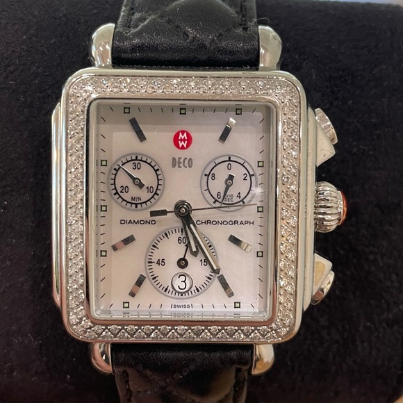 Michele Accessories - Michele Deco Diamond Chronograph Watch - Diamond bezel, Stainless Steel/3 Straps